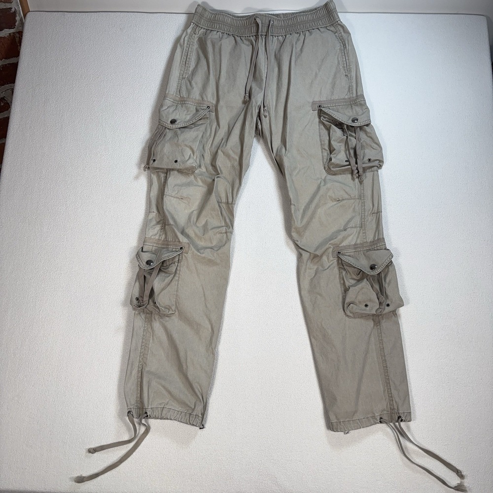 John Elliott Tactical Cargo Pants Men's M / 2 Beige‎ Cotton Ankle Zip Drawstring